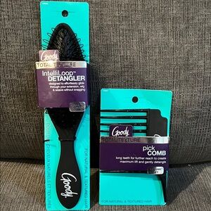 Goody Total Texture IntelliLoop Detangler and Pick Comb Set - Black